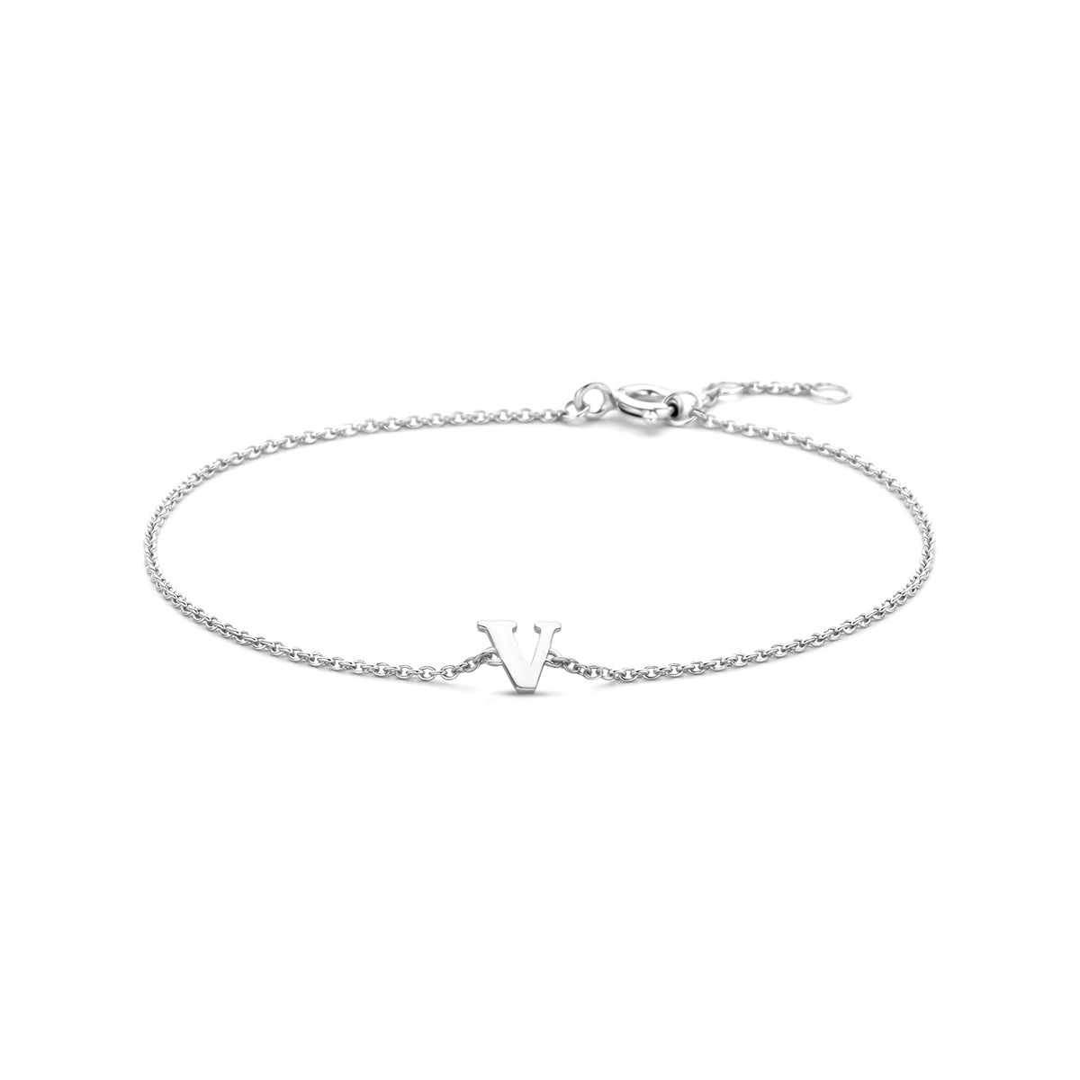 Armband letter V zilver gerhodineerd #Letter_V