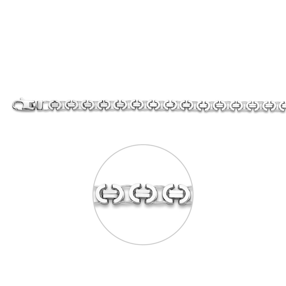 Armband konings plat 5,5 mm 20 cm zilver gerhodineerd