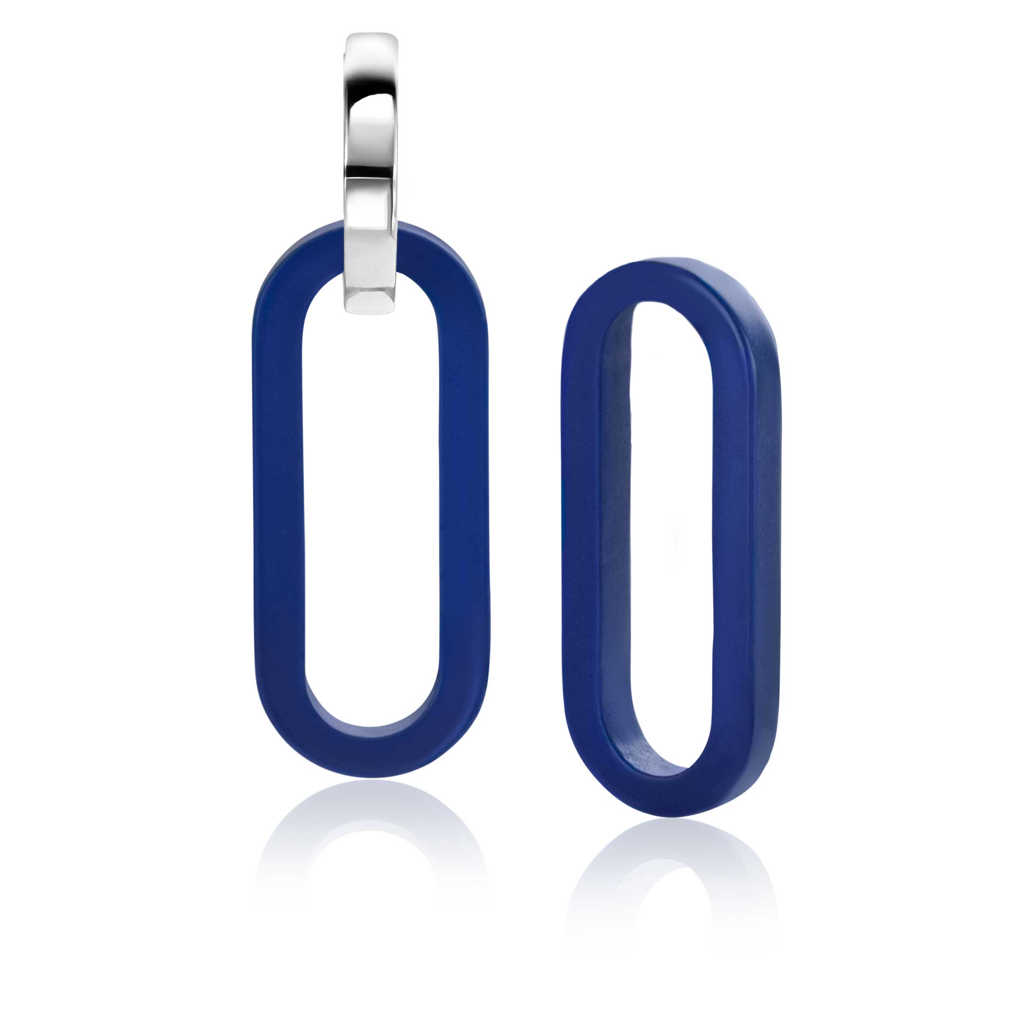 ZINZI Oorbedels 30mm zilver blauw - ZICH2456L
