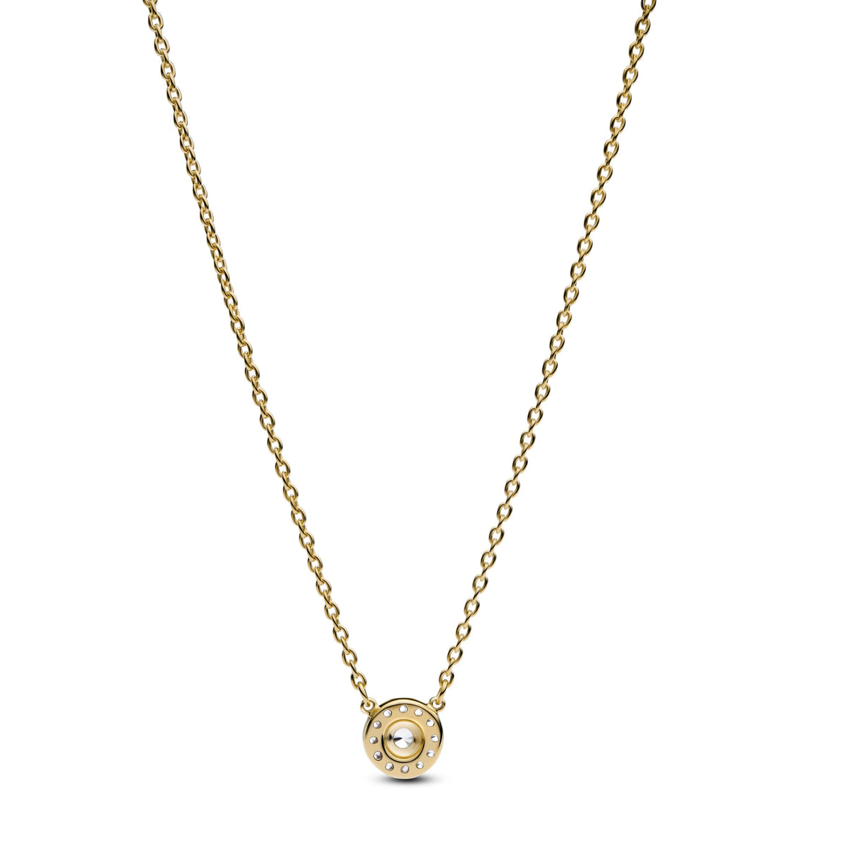 Pandora Halsketting met hanger met ronde halo en pave goudverguld 363548C01