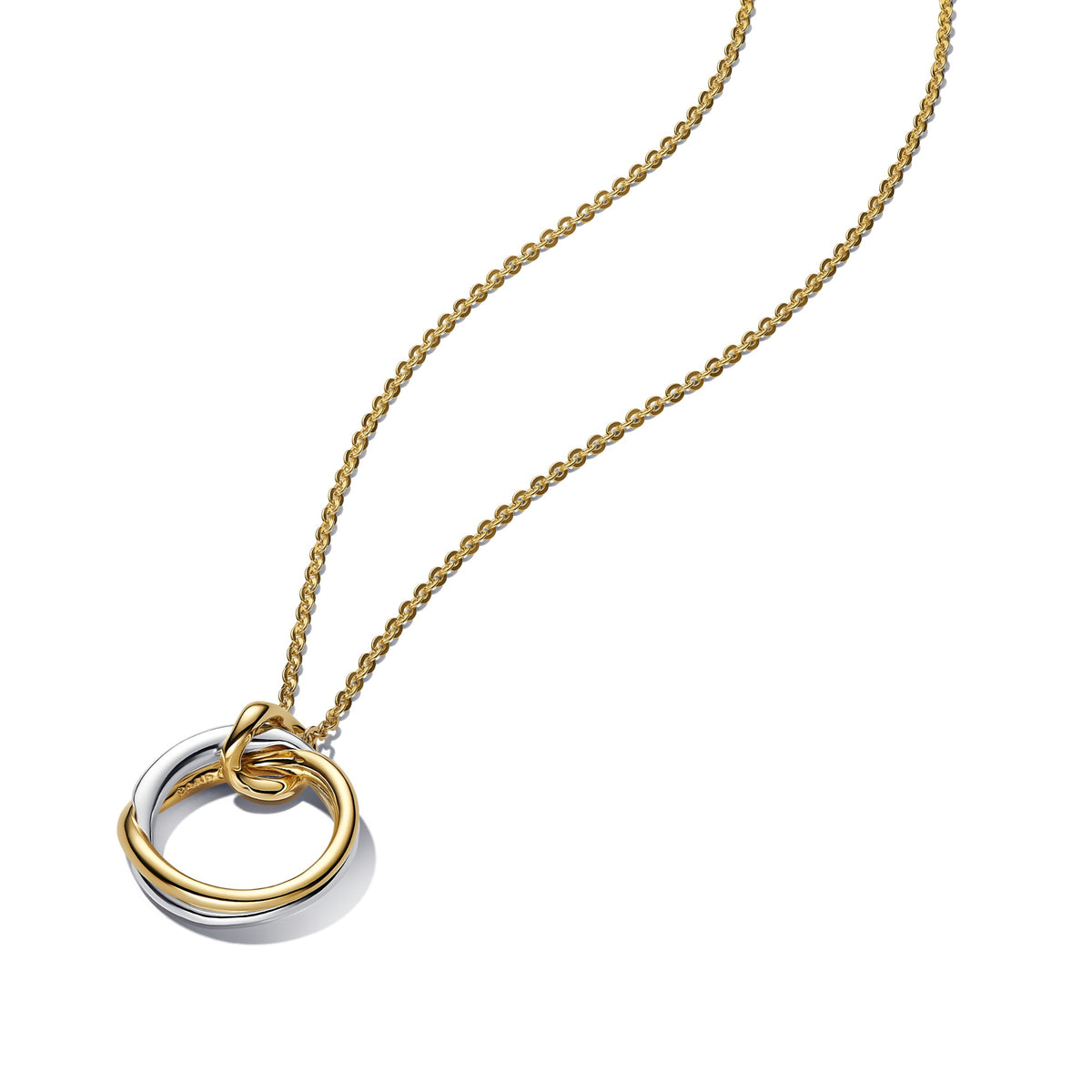 Pandora Organisch Gevormde Ketting met Tweekleurige Hanger bicolor zilver en goudverguld