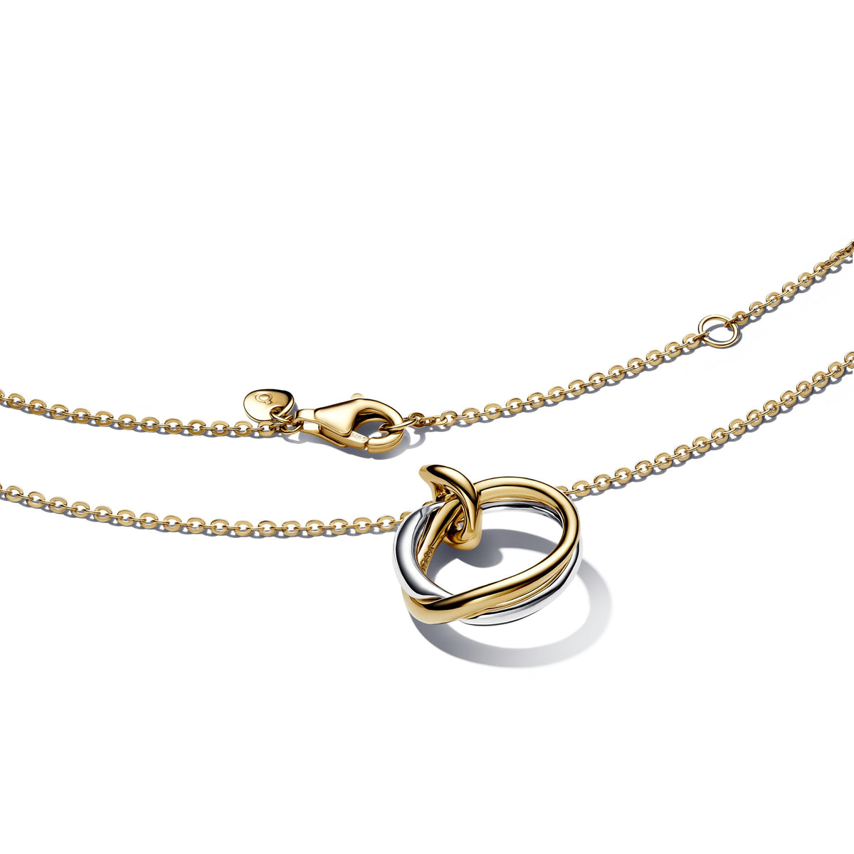 Pandora Organisch Gevormde Ketting met Tweekleurige Hanger bicolor zilver en goudverguld 363882C00