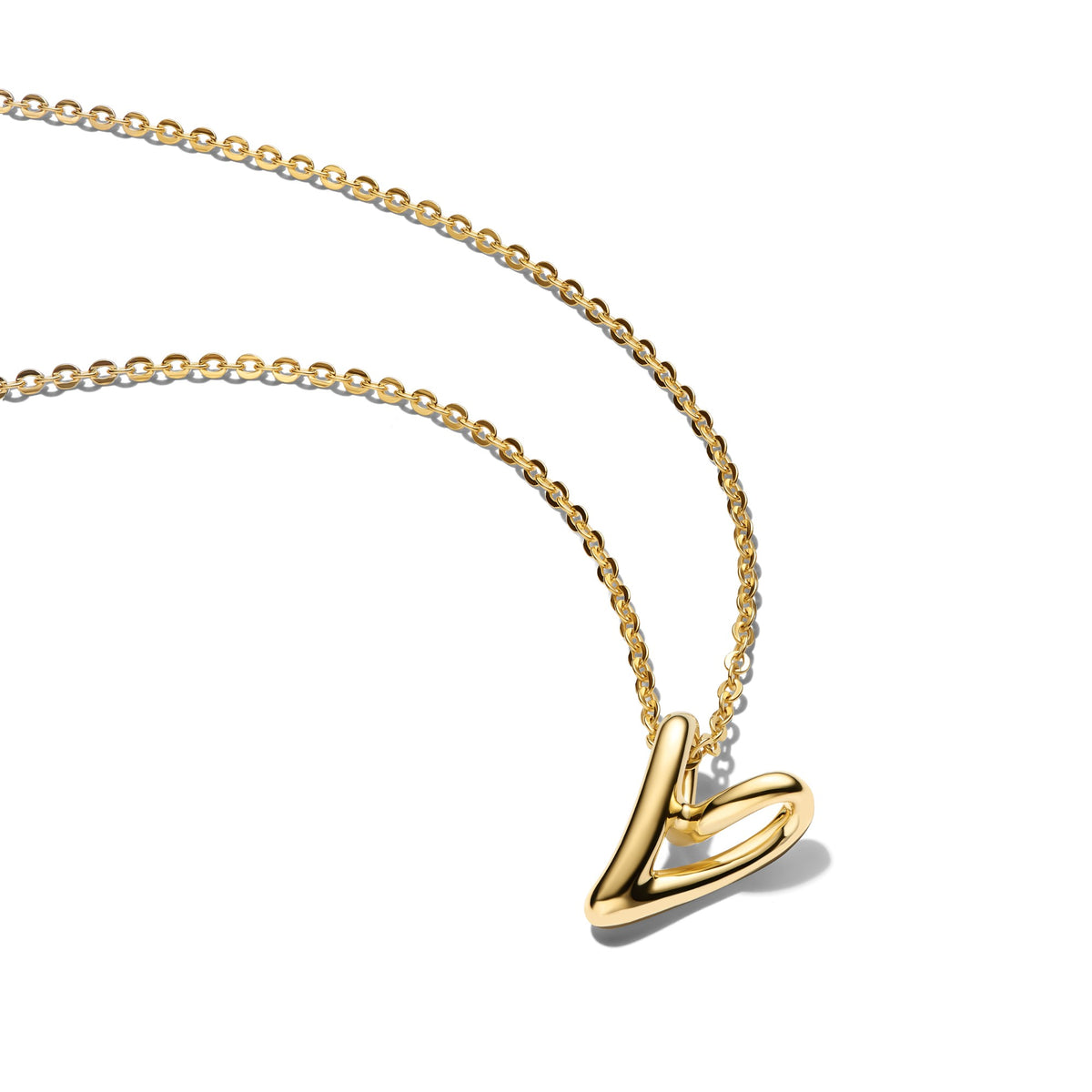 Pandora Organisch Gevormde Ketting met Kleine Hartvormige Hanger goudverguld