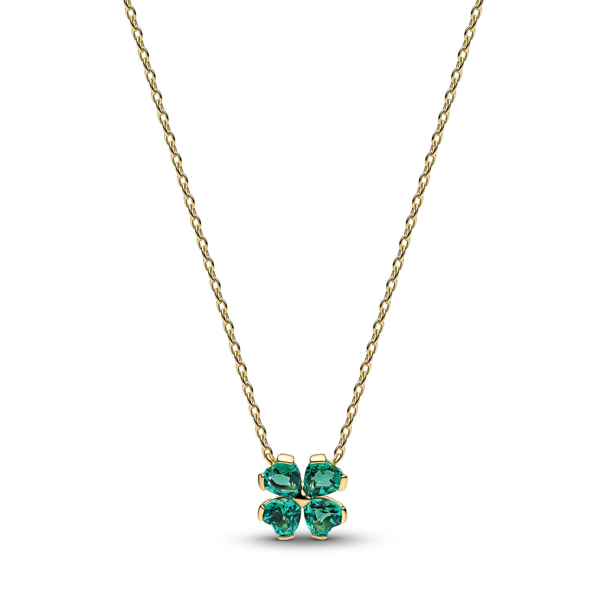 Pandora Ketting met Groen Klavertjevier Hanger goudverguld
