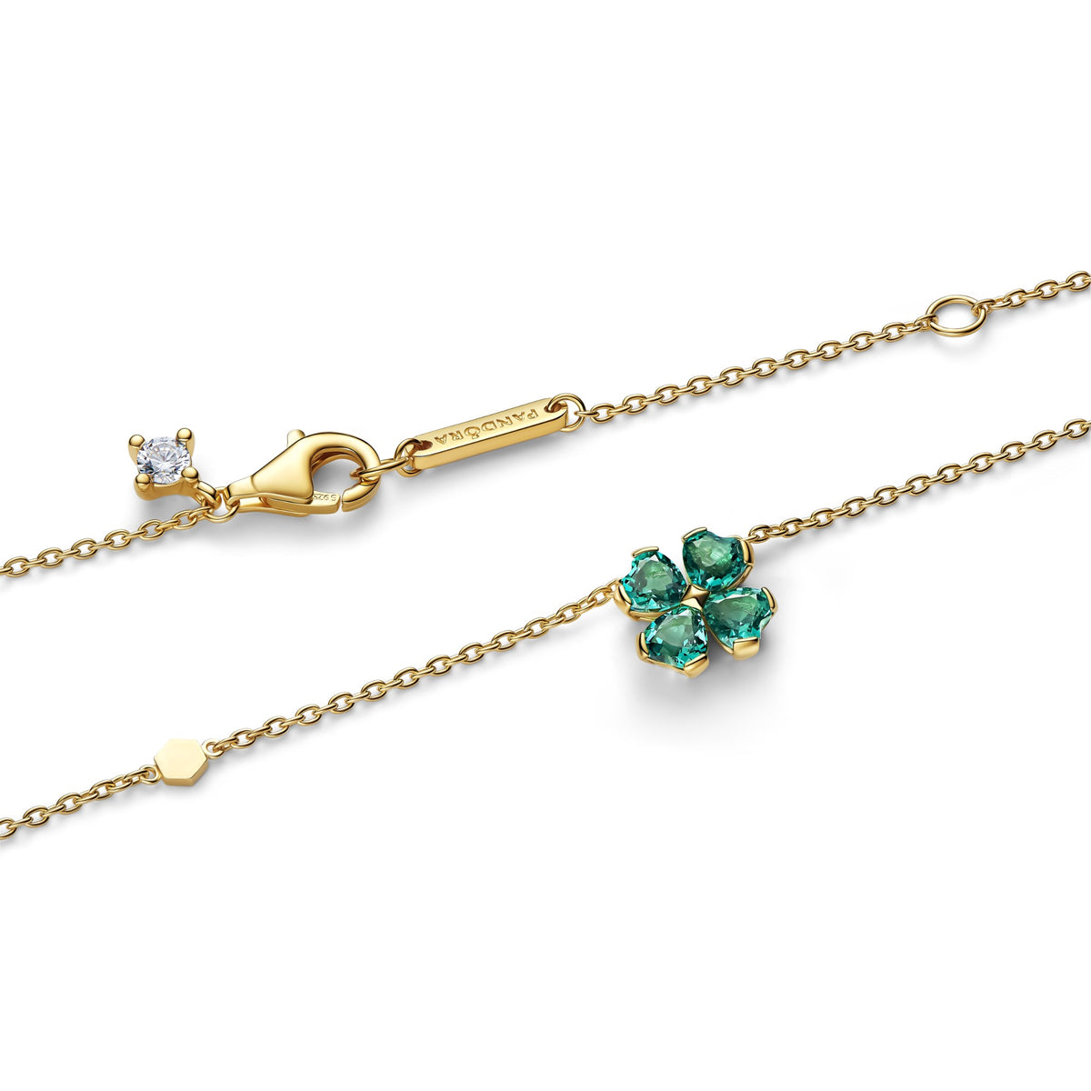 Pandora Ketting met Groen Klavertjevier Hanger goudverguld 364502C01