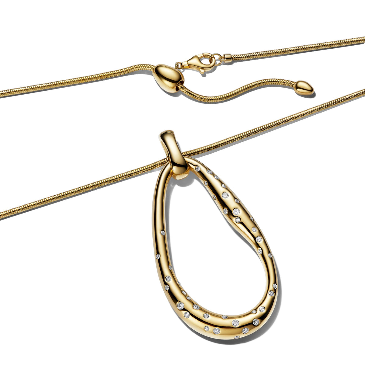 Pandora Organisch Gevormde Sprankelende Statement Hangerketting goudverguld 364667C01
