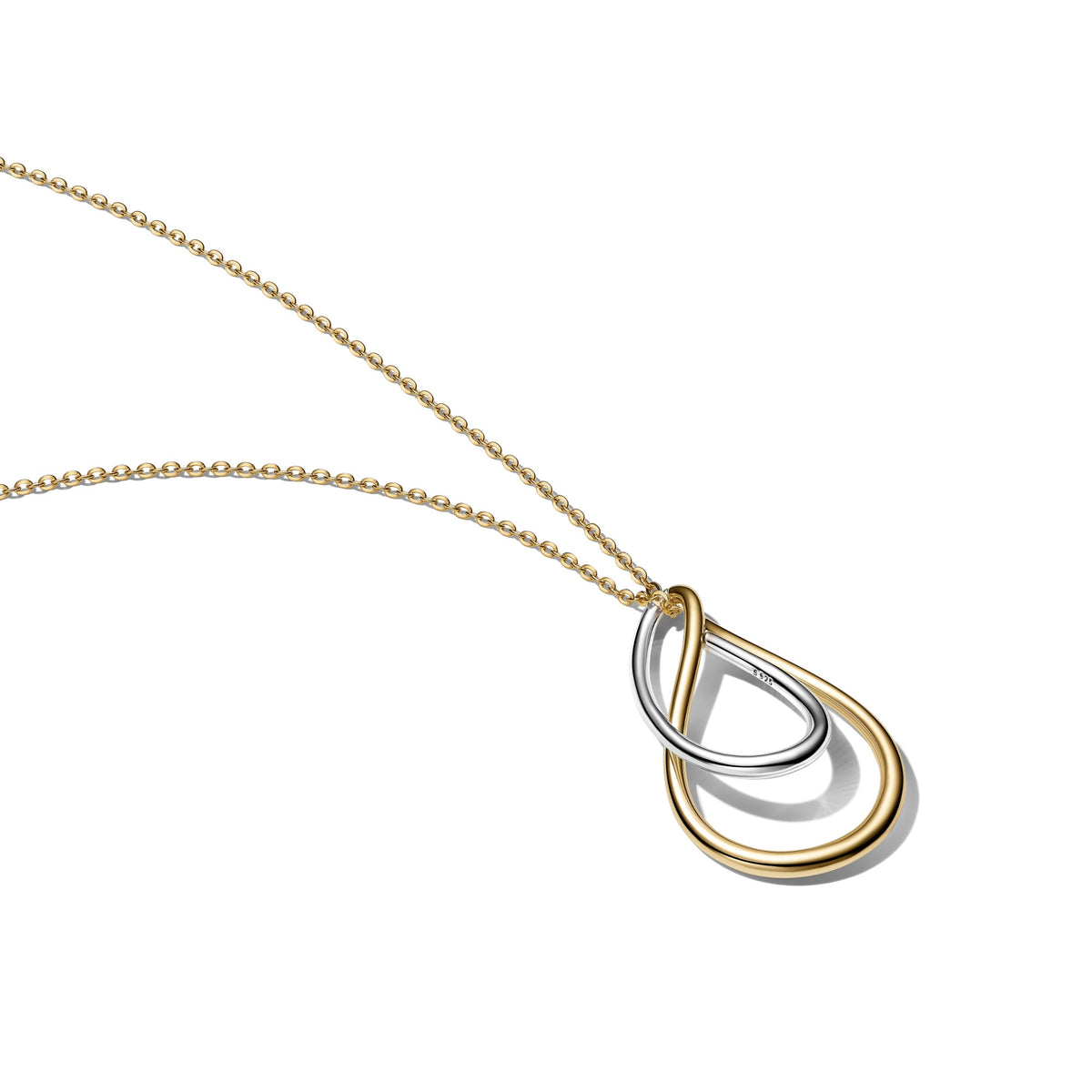 Pandora Tweekleurige Dubbele Hangerketting bicolor zilver en goudverguld