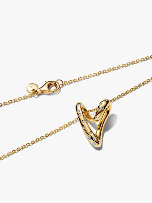 Pandora Organisch Gevormde Sprankelende Hart Hangerketting goudverguld 364669C01