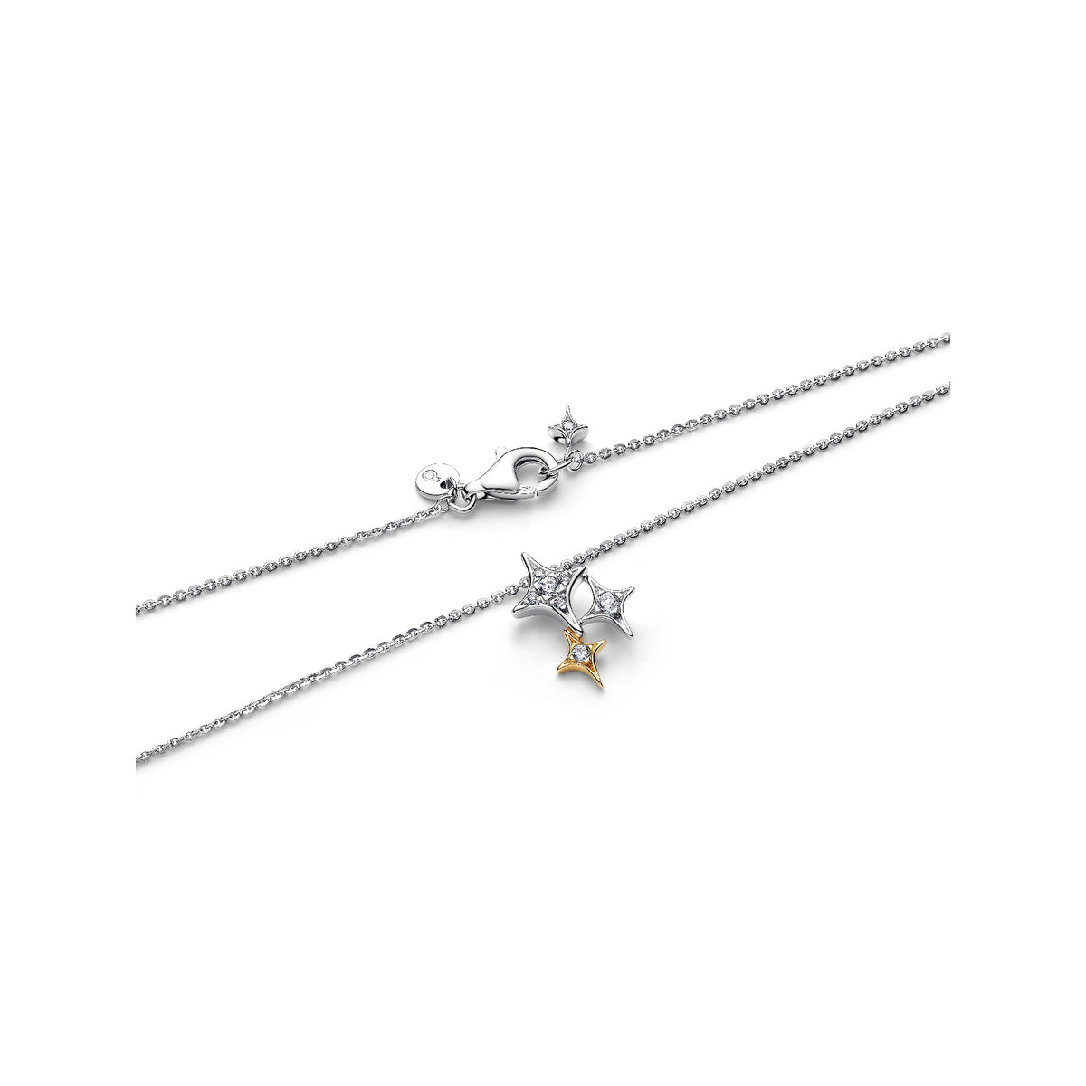 Pandora Drievoudige Ster Hanger Halsketting bicolor zilver en goudverguld 365051C01