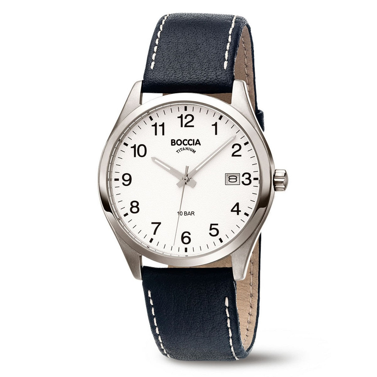 Boccia herenhorloge Titanium Leer Zwart 39mm 3669-01 - PansiteNederland.nl
