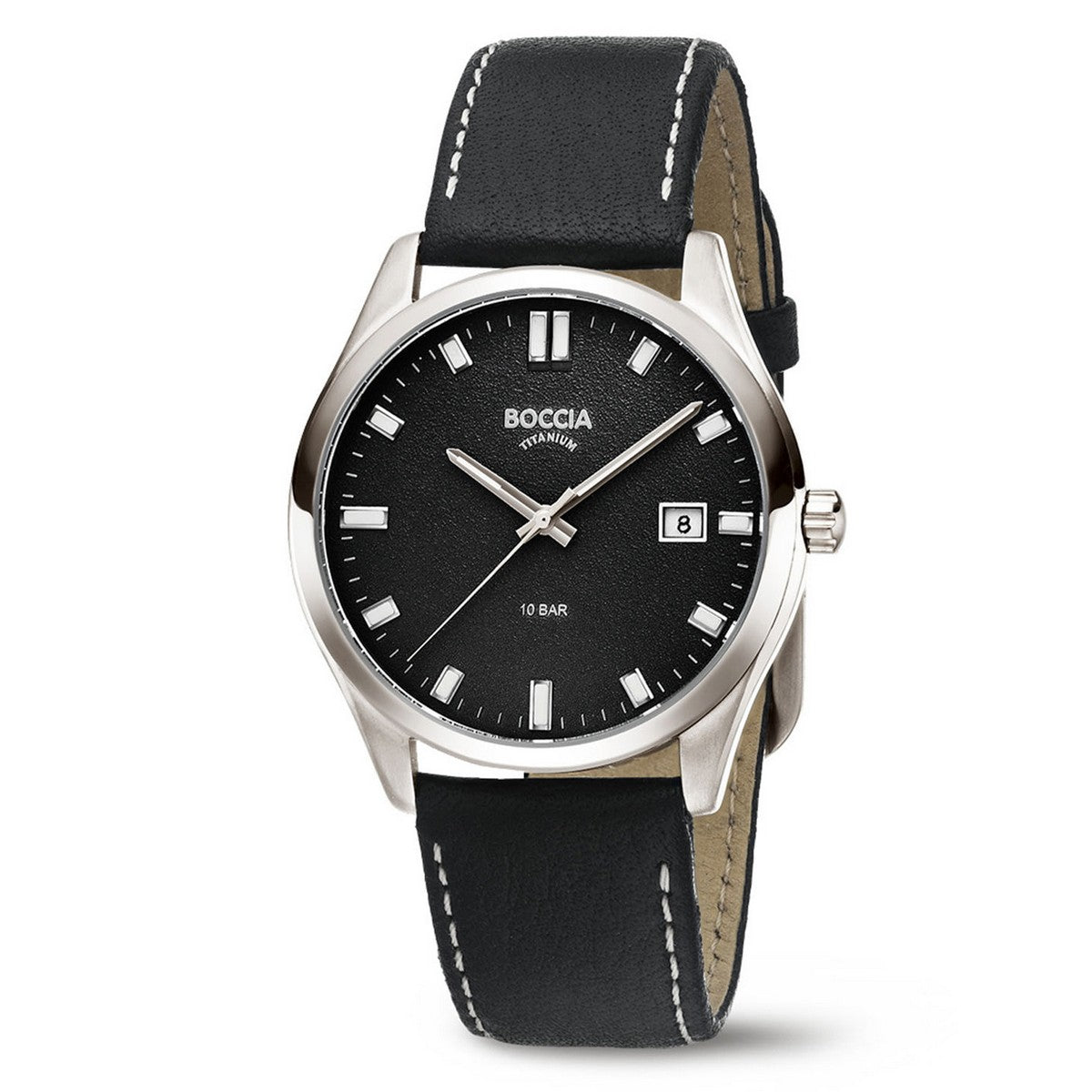 Boccia herenhorloge Titanium Leer Zwart 39mm 3669-02 - PansiteNederland.nl
