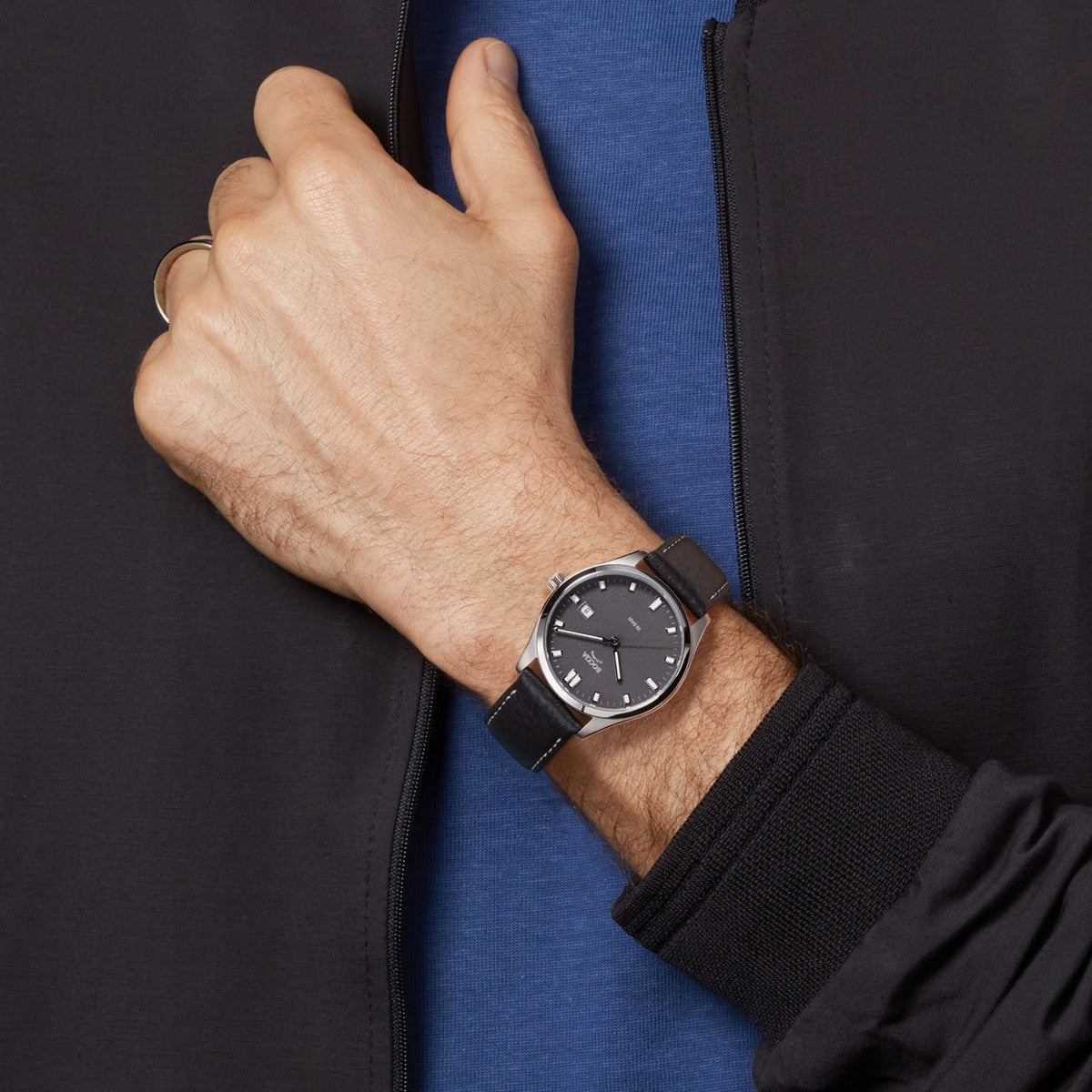 Boccia herenhorloge Titanium Leer Zwart 39mm 3669-02 - PansiteNederland.nl