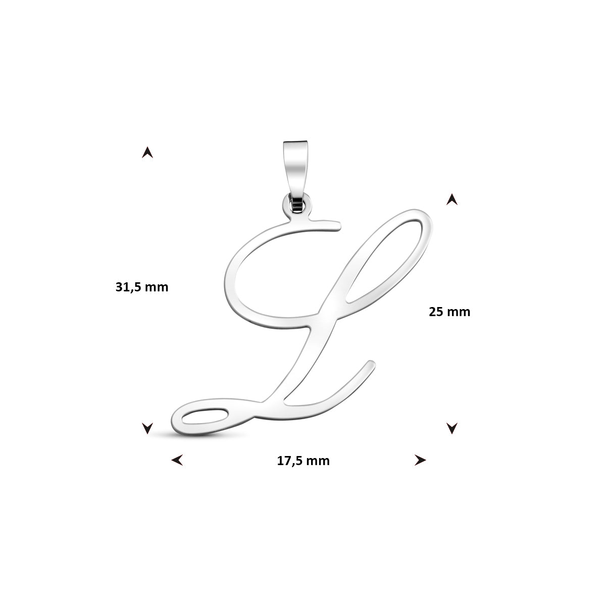 Hanger sierletter L 25 mm zilver #Letter_L