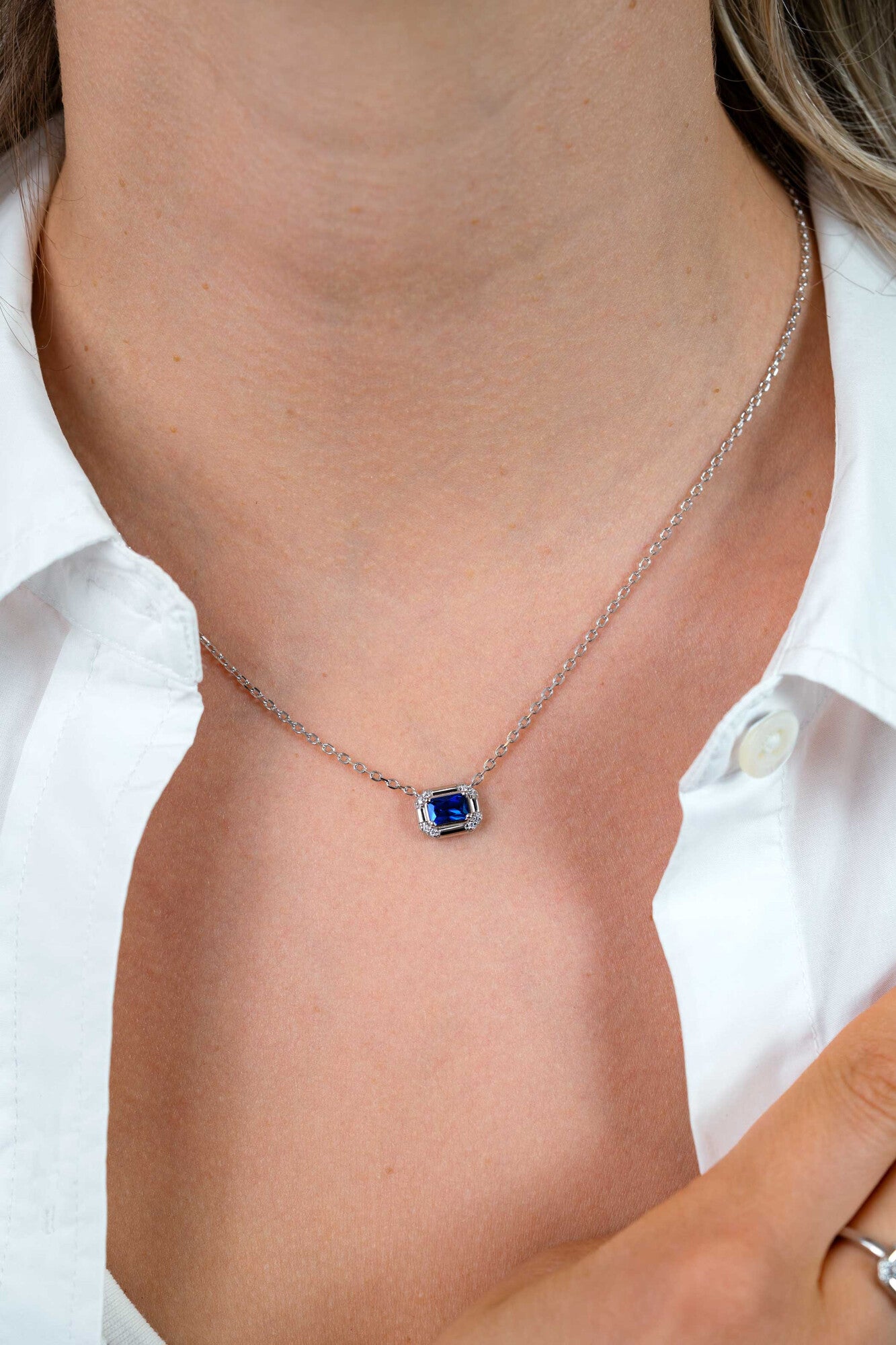 ZINZI Zilveren Ketting met Blauwe Kleursteen ZIC2803B