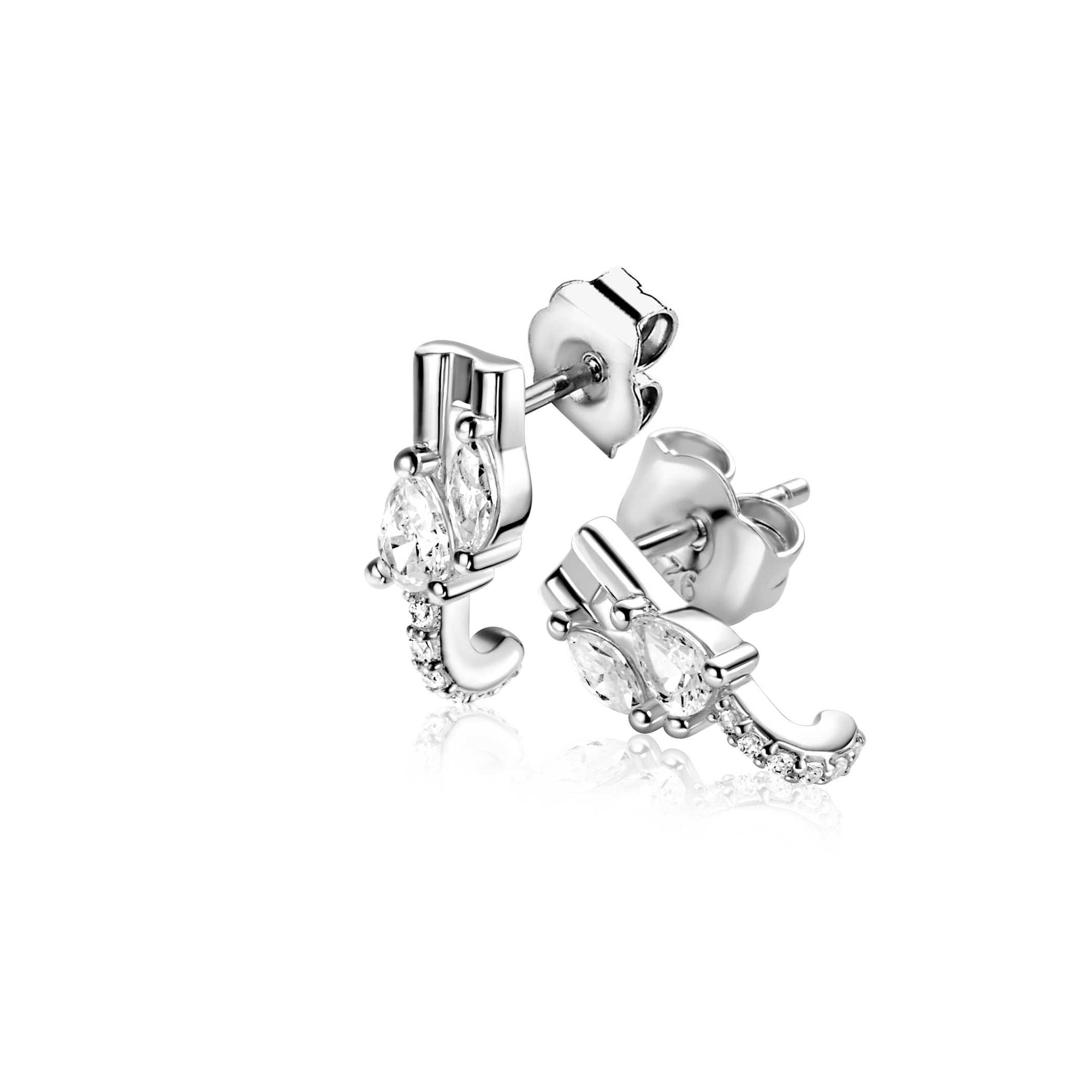 Zinzi 12mm zilveren multi-look oorstekers met peervormige en ovale witte zirkonia&#39;s ZIO2689 - PansiteNederland.nl
