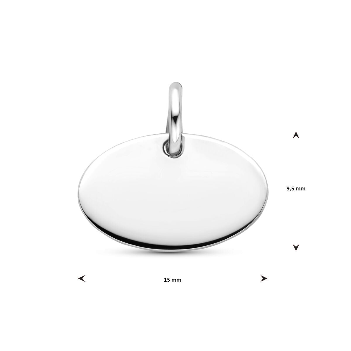 Zilveren gerhodineerde graveerhanger 9,5 mm - 1340753 - PansiteNederland.nl