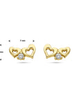 14K oorknoppen hartjes zirkonia - 4027851