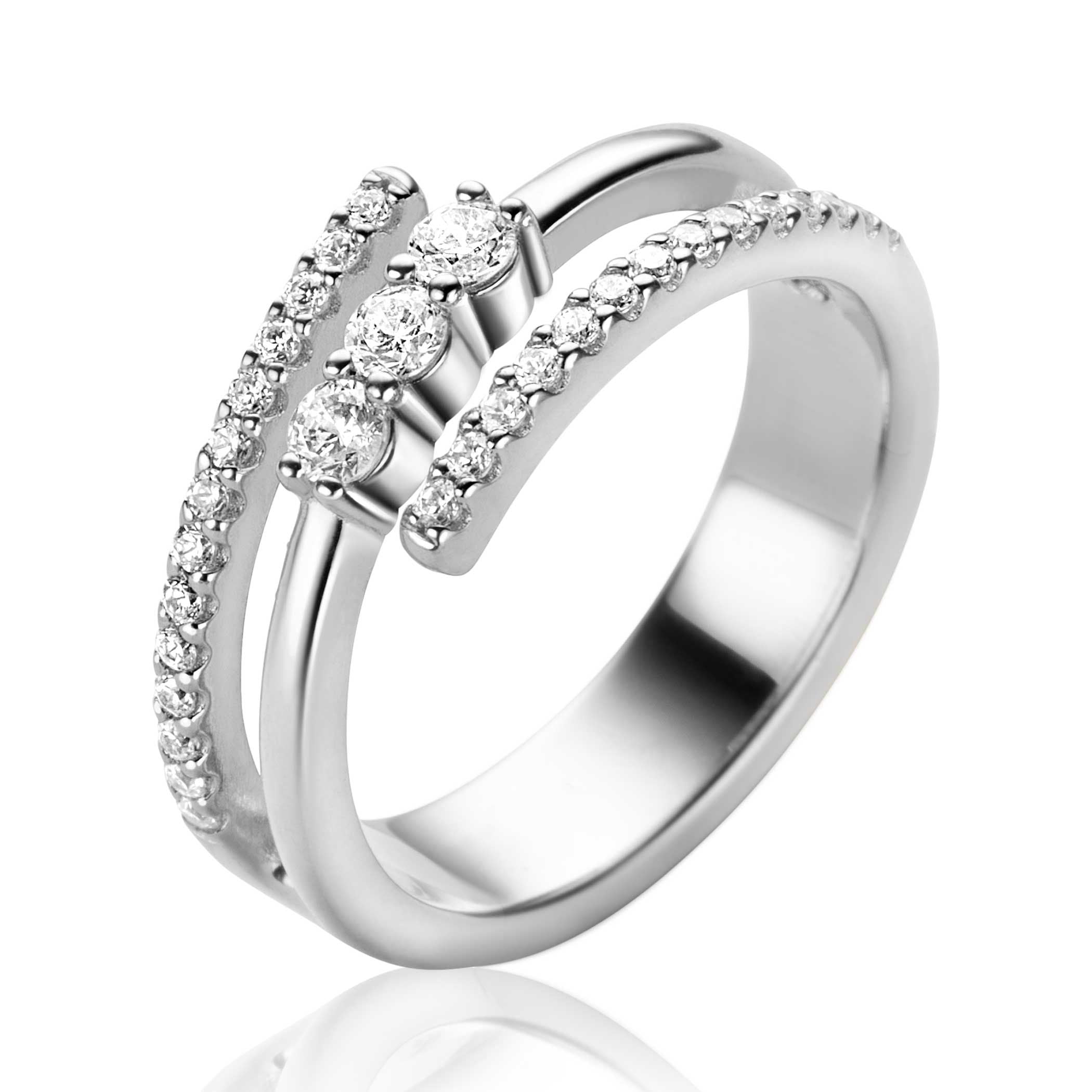 ZINZI Zilveren Ring met Witte Zirkonia - ZIR2645