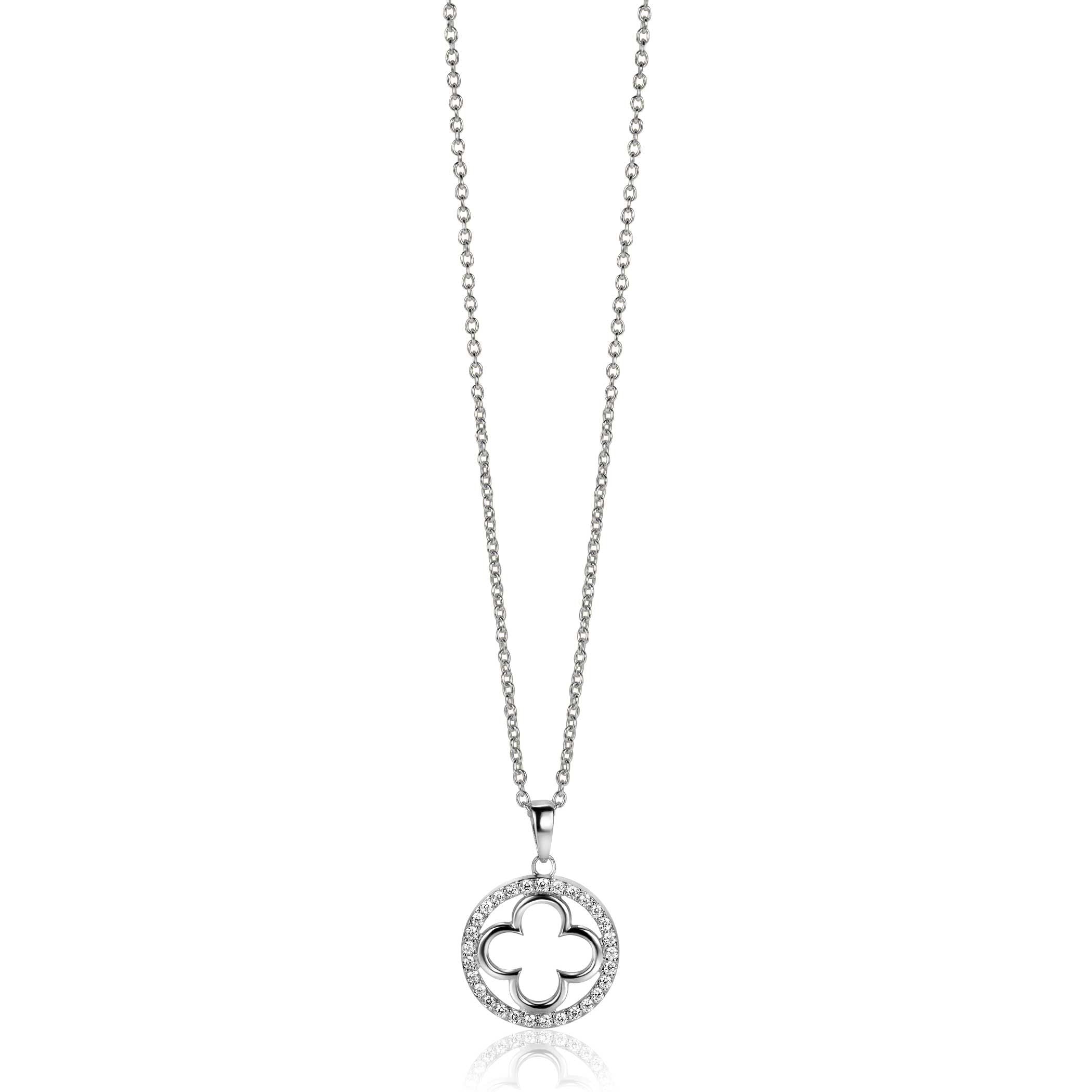 ZINZI Zilveren Ketting met Witte Zirkonia - ZIC2617