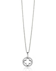 ZINZI zilveren anker ketting met luxe klaver hanger (15mm) rondom bezet met witte zirkonia's 45-48cm ZIC2617
