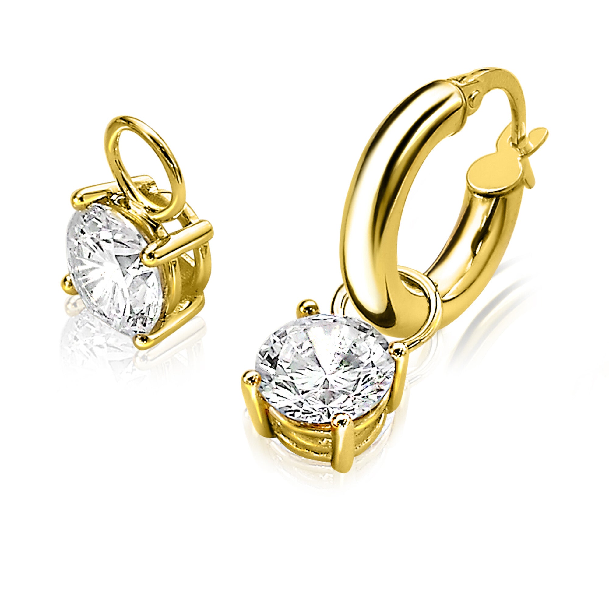 ZINZI 14K Gouden Oorbedels met Witte Zirkonia ZGCH143