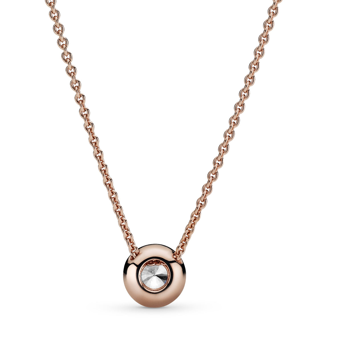 Pandora Round Sparkle Halo Ketting roségoudverguld 386240CZ