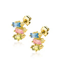 ZINZI gold plated zilveren oorstekers driekleurige baguette zirkonia 8mm ZIO2739 - PansiteNederland.nl