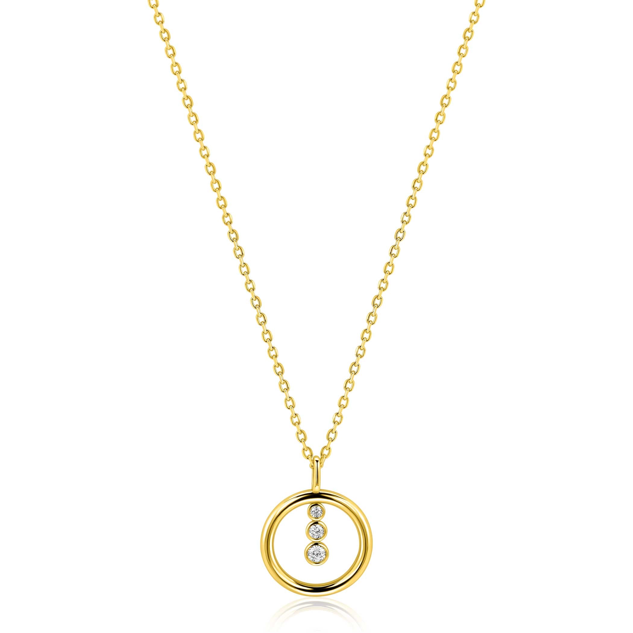ZINZI Verguld Zilveren Ketting met Witte Zirkonia - ZIC2820Y