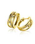 Zinzi 16mm gold plated zilveren multi-look oorringen in golvend design, bezet met witte zirkonia's en luxe klapsluiting ZIO2685 - PansiteNederland.nl