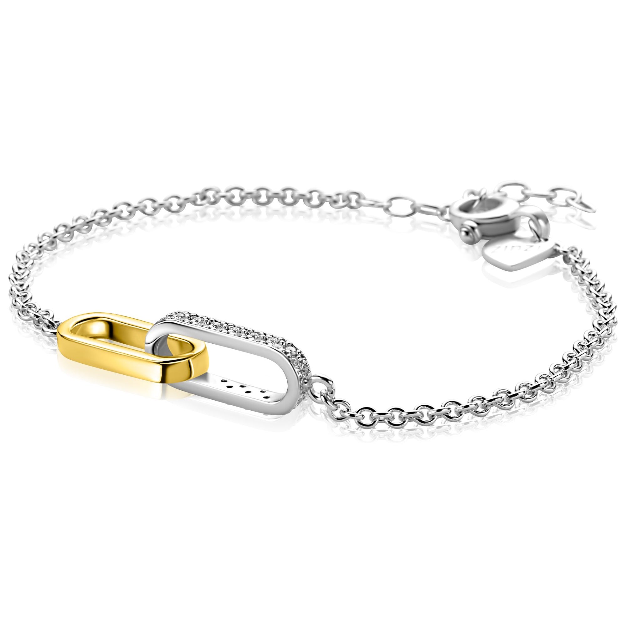 ZINZI zilveren armband met ovale schakels & zirkonia detail ZIA2758
