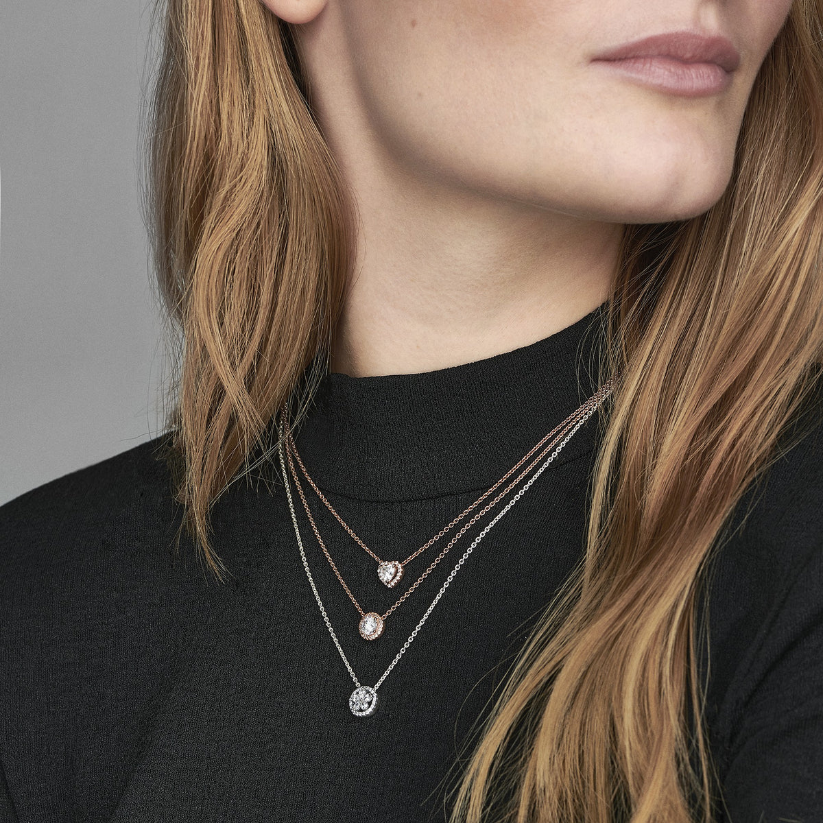 Pandora Sprankelende Hartketting roségoudverguld 388425C01