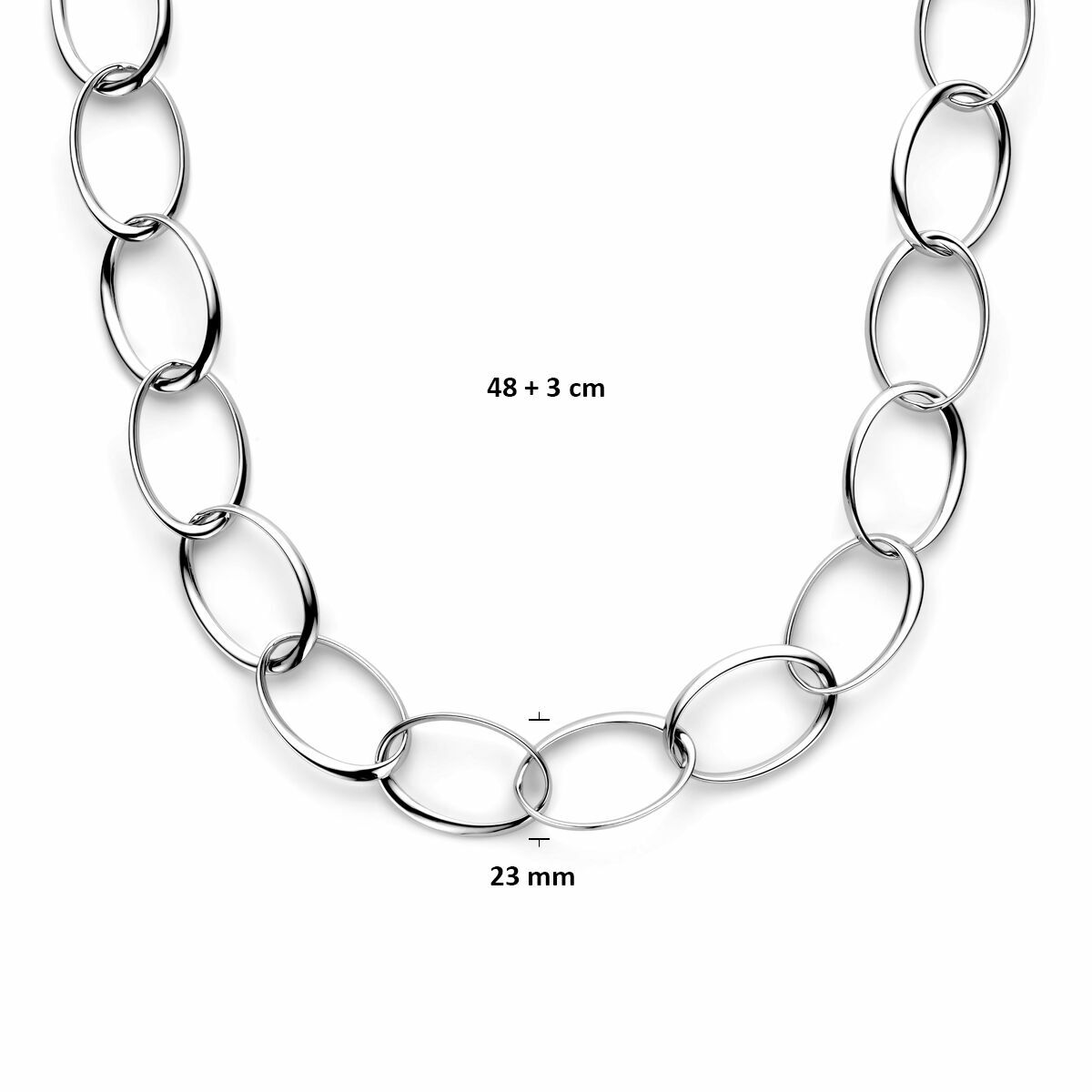 Fantasy Collection Collier 23 mm 48 + 3 cm zilver gerhodineerd