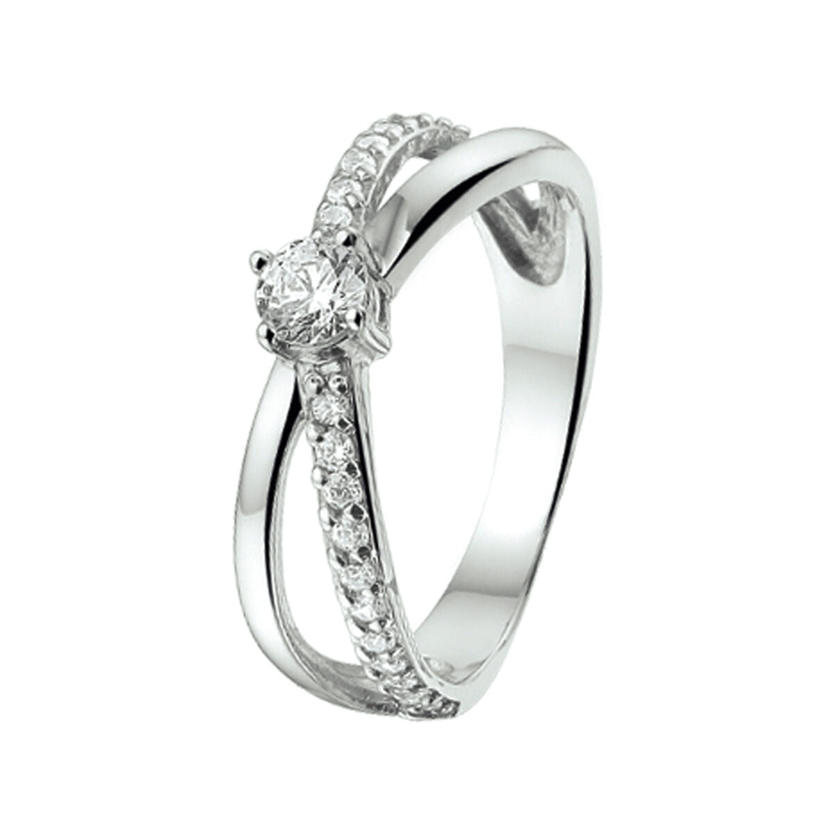 Zilveren gerhodineerde ring met zirkonia steen 1322766