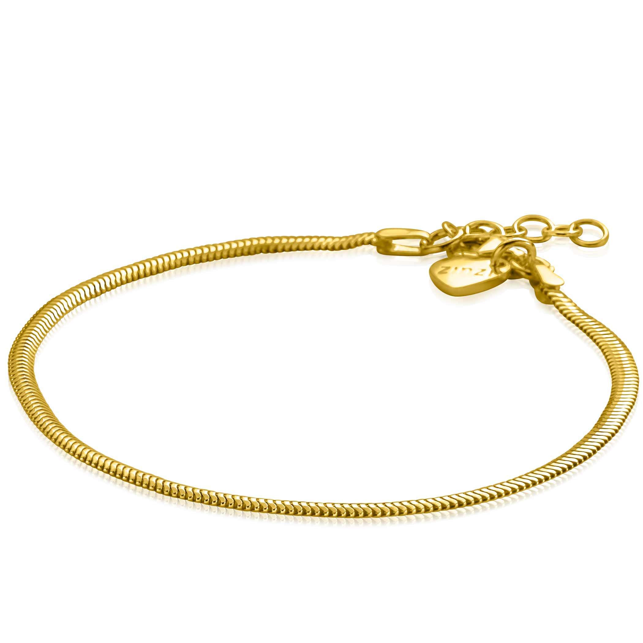 ZINZI gold plated zilveren platte slangen-armband 2,5mm breed - ZIA2401G