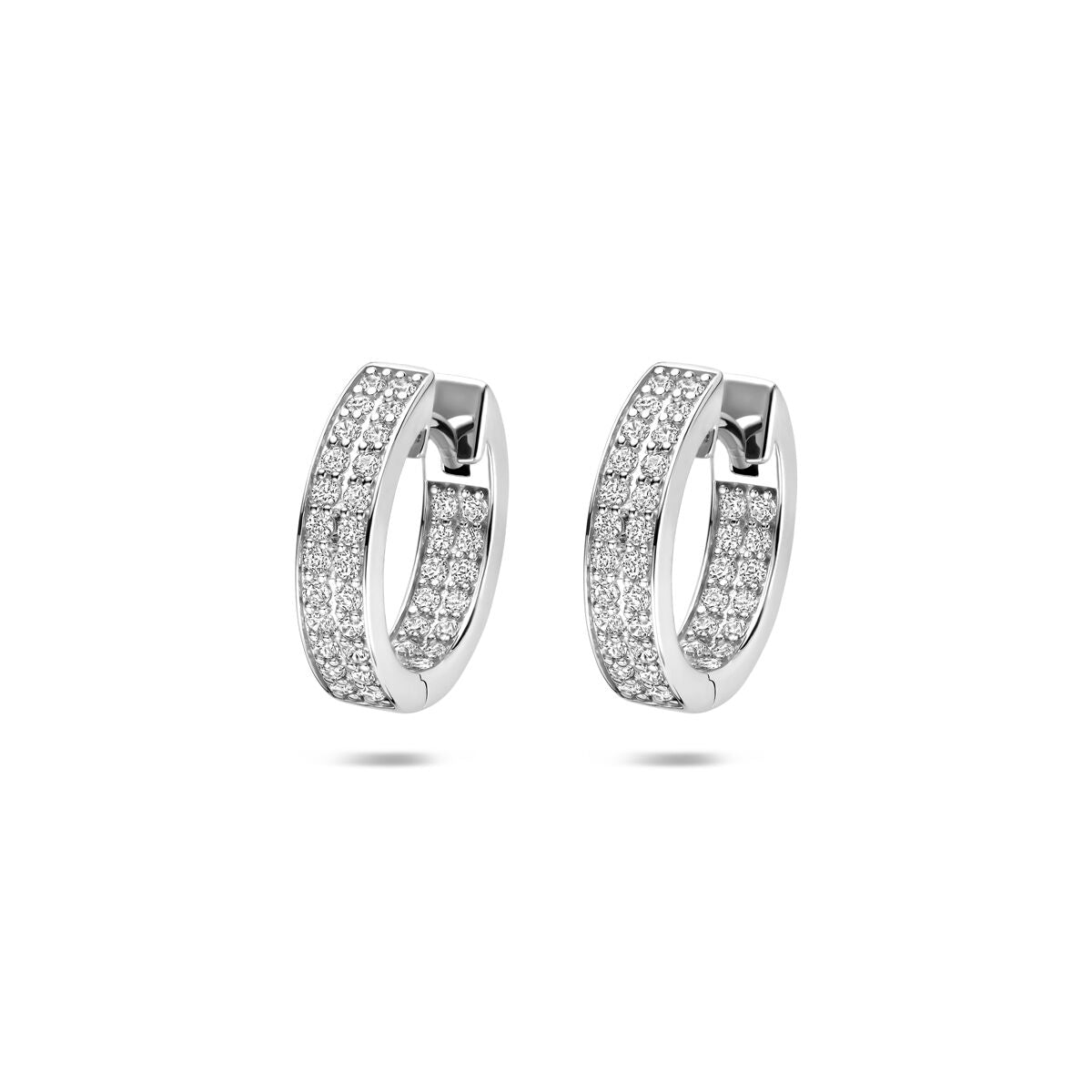Zilveren gerhodineerde klapoorringen zirkonia 15 mm - 1341482