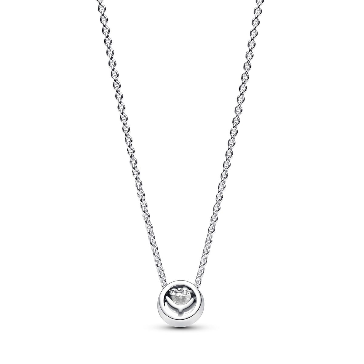 Pandora Sprankelende halsketting met ronde halohanger zilver 391174C01