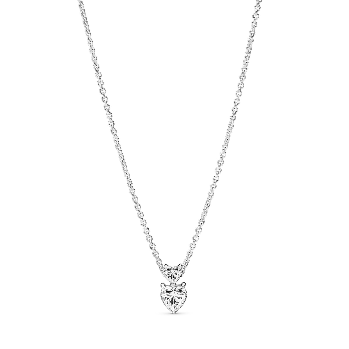 Pandora Sprankelende Dubbel Hart Ketting met Hanger zilver