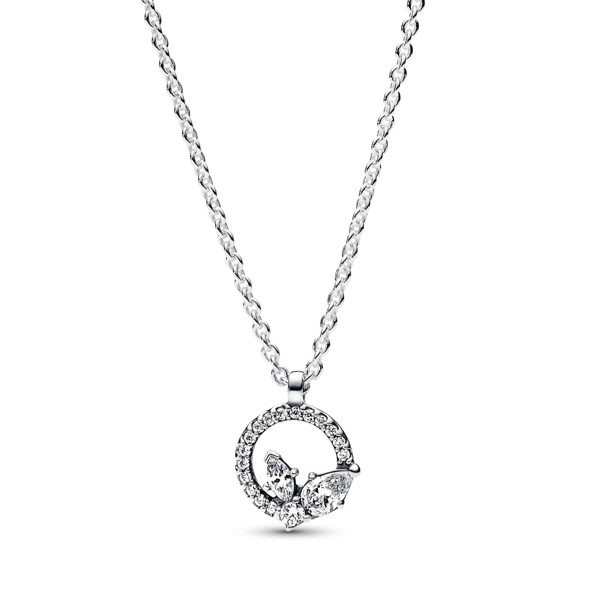 Pandora Sprankelend Herbarium Cirkel en Cluster Ketting met Hanger zilver