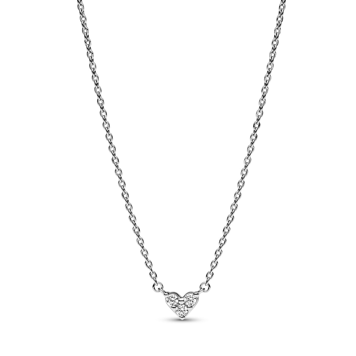 Pandora Drie Stenen Hart Halsketting zilver