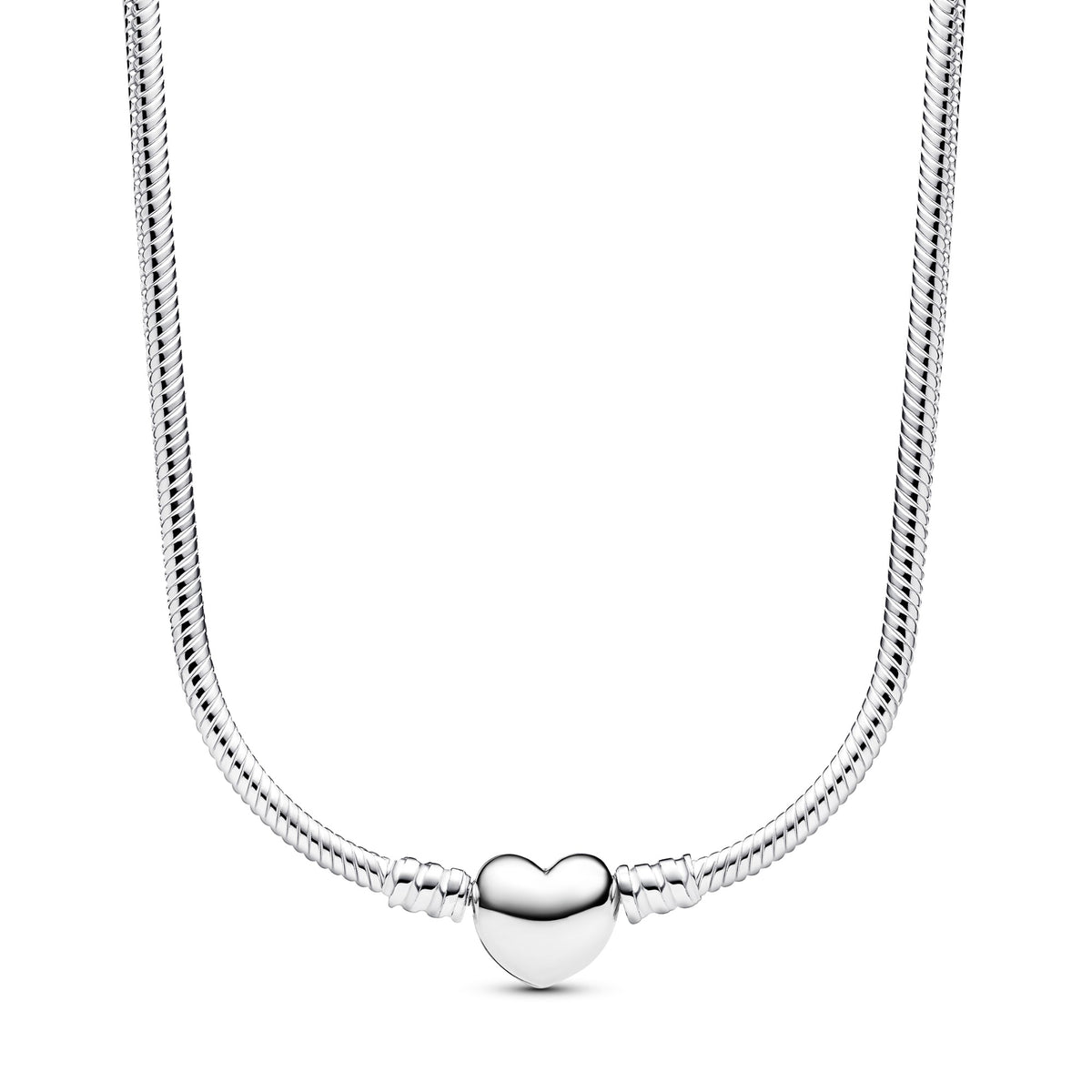 Pandora Moments slangenschakel-halsketting met hartsluiting zilver 393091C00