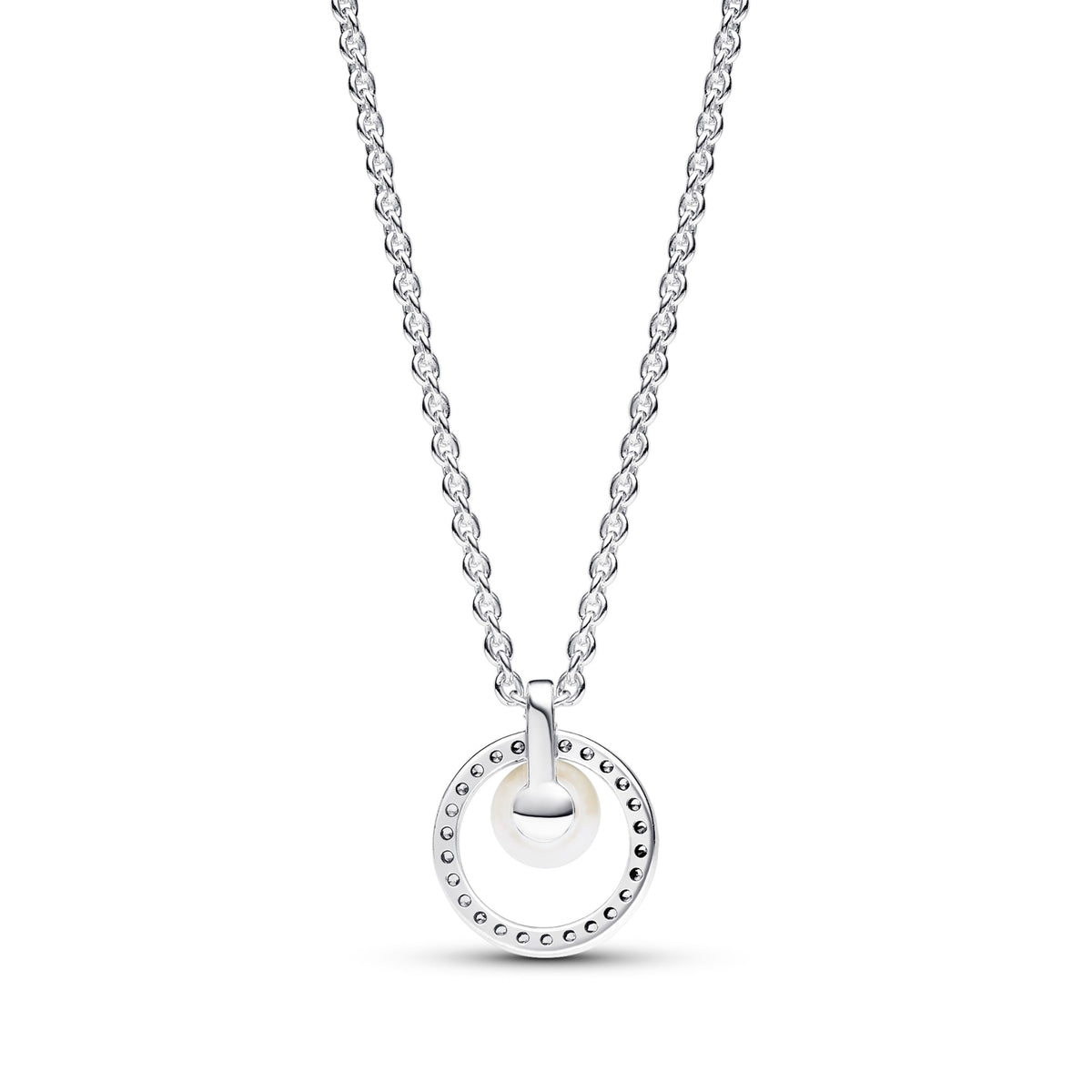 Pandora Collier met behandelde gecultiveerde zoetwaterparel en pavé zilver 393165C01