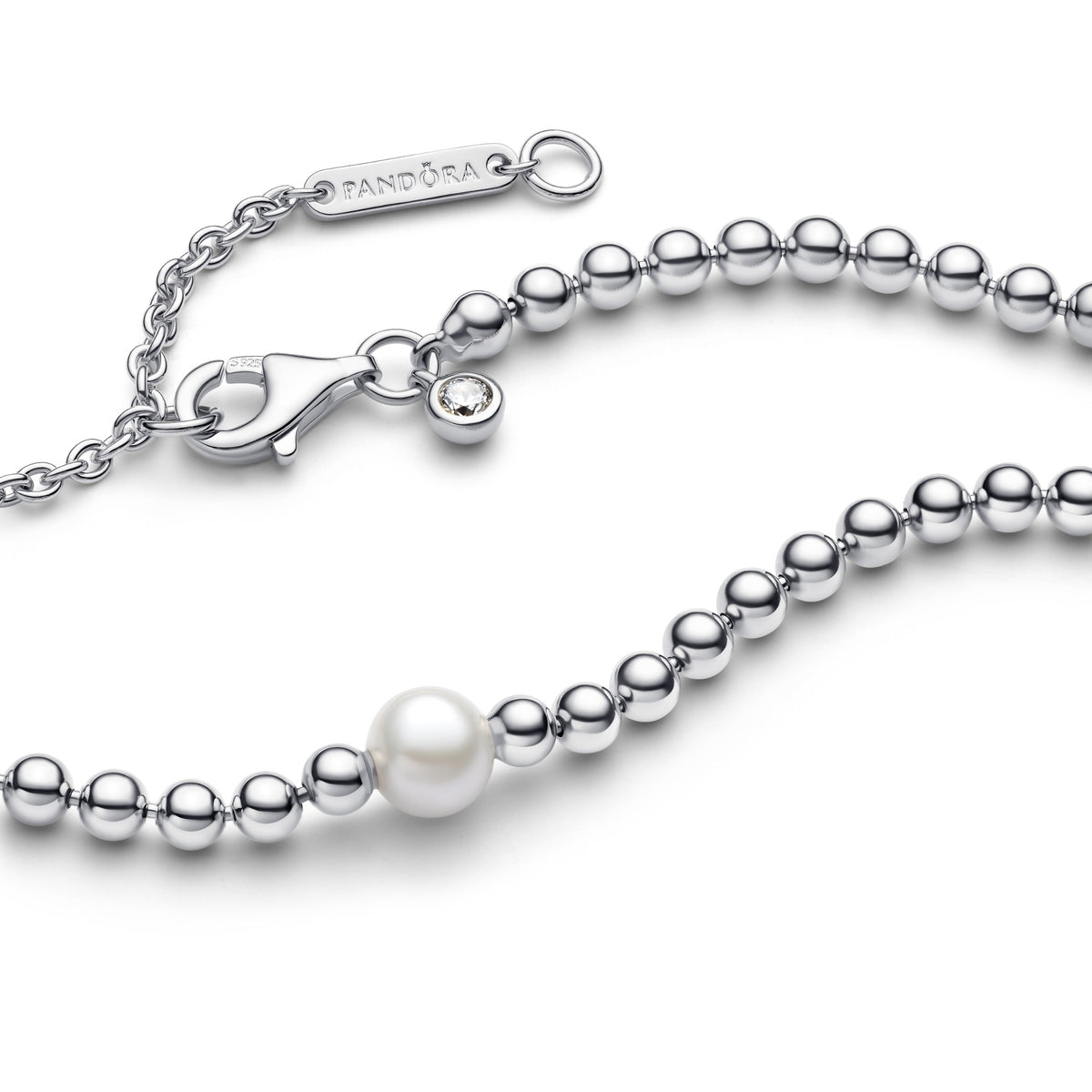 Pandora Collier met behandelde gecultiveerde zoetwaterparels en kralen zilver 393176C01