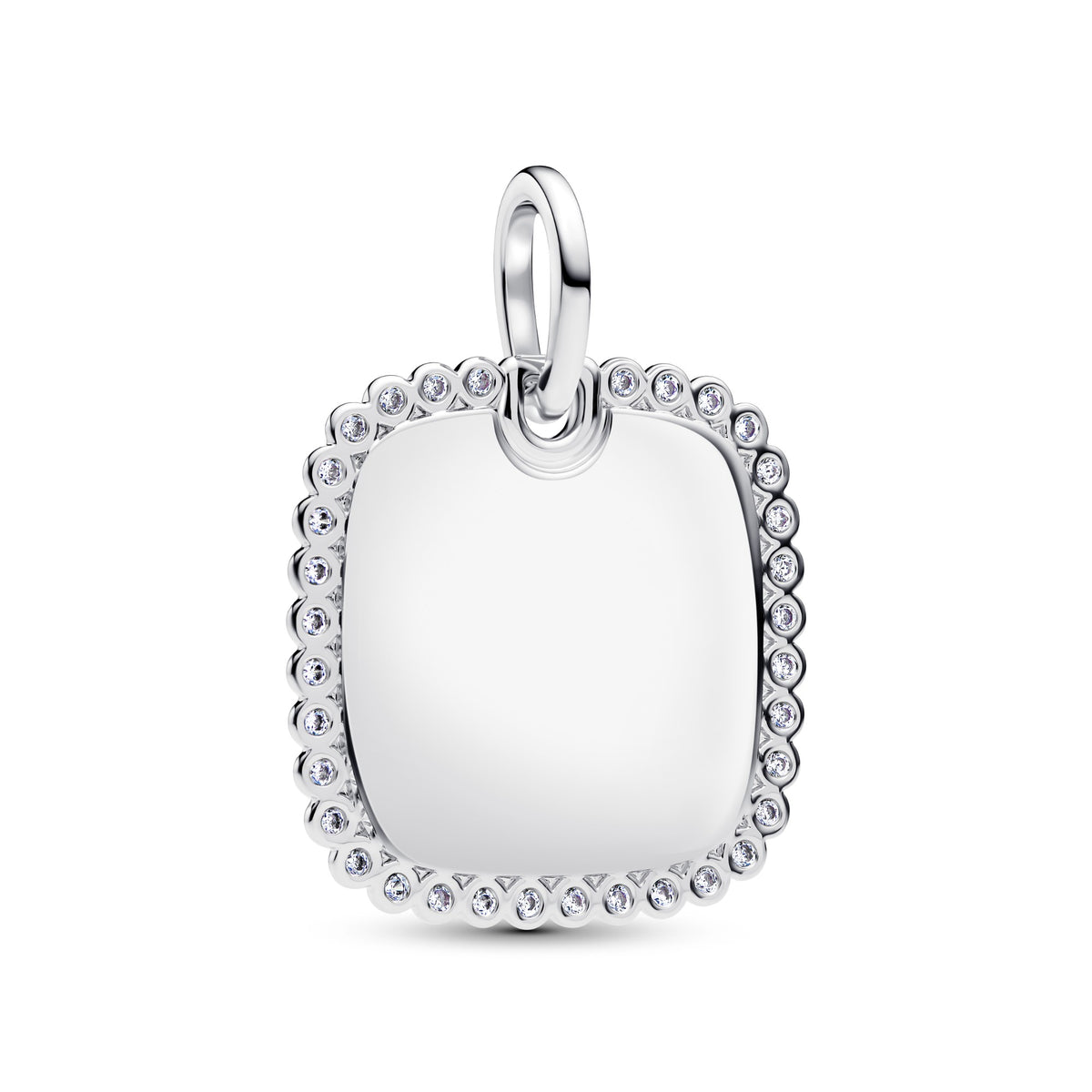 Pandora Hanger graveerbaar vierkant plaatje zilver