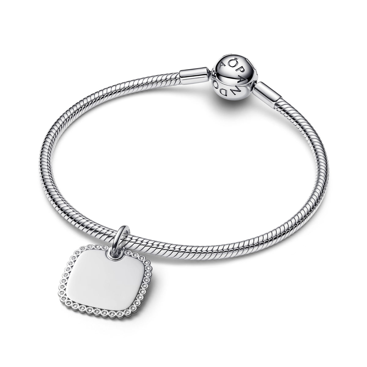 Pandora Hanger graveerbaar vierkant plaatje zilver 394009C01