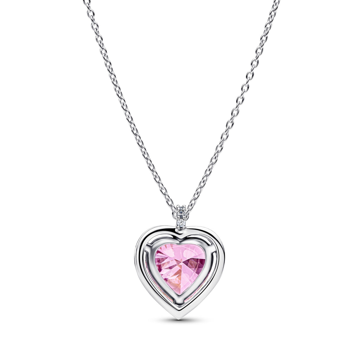 Pandora Roze Halo Hart Halsketting zilver 394414C01