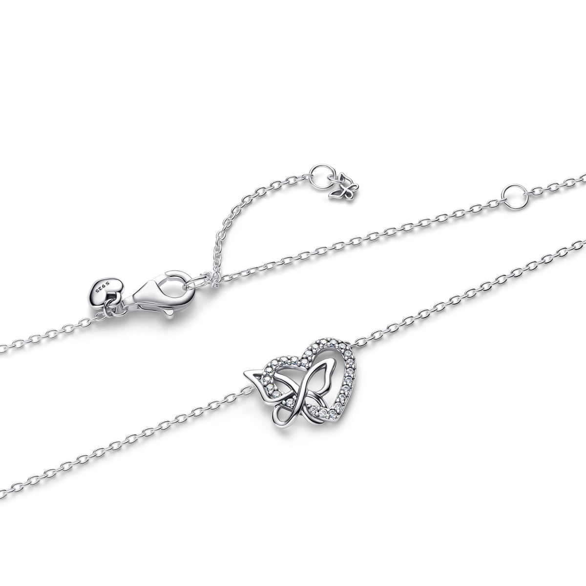 Pandora Verstrengeld Hart & Vlinder Ketting met Hanger zilver 394477C01
