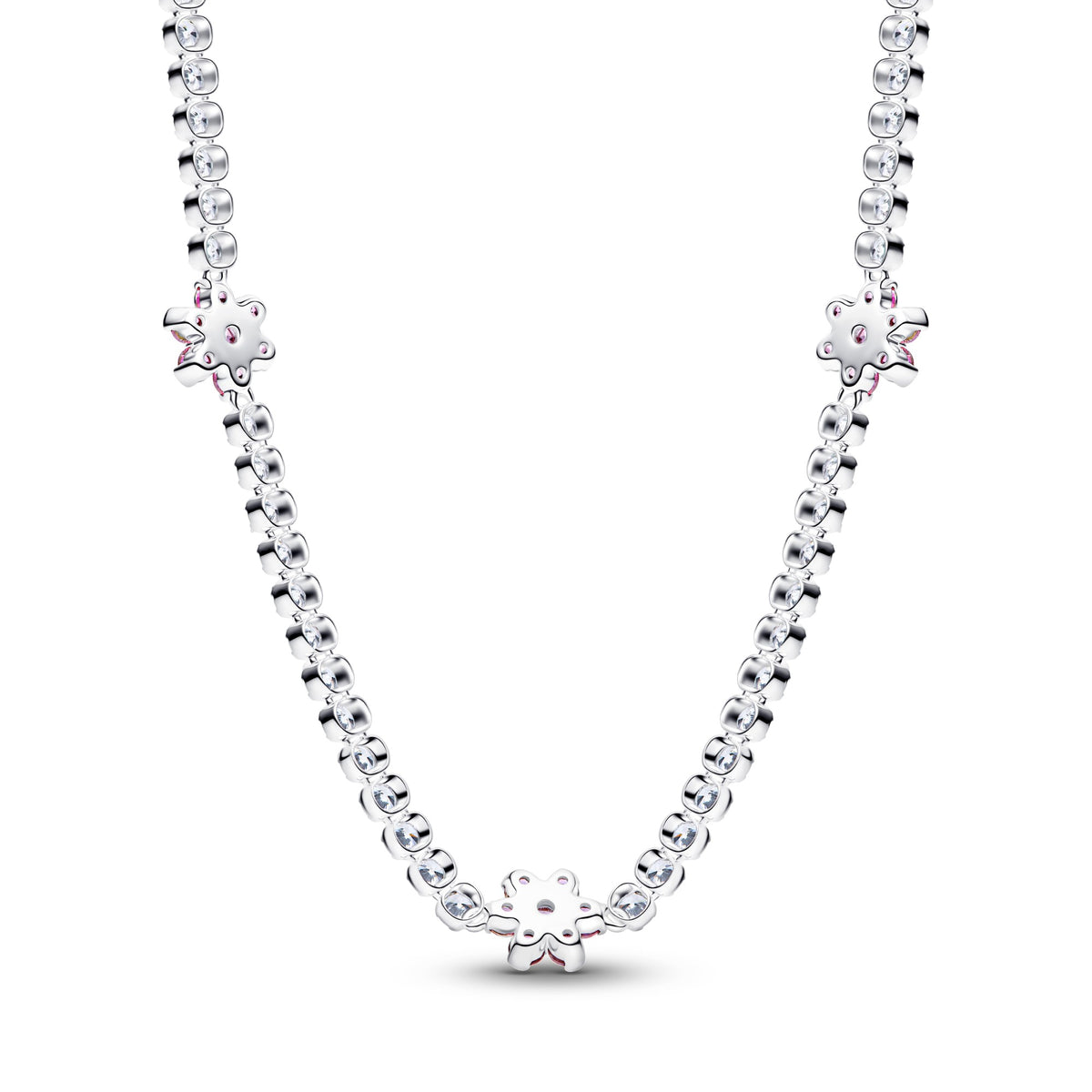 Pandora Roze Bloem Tennis Halsketting zilver 394561C01