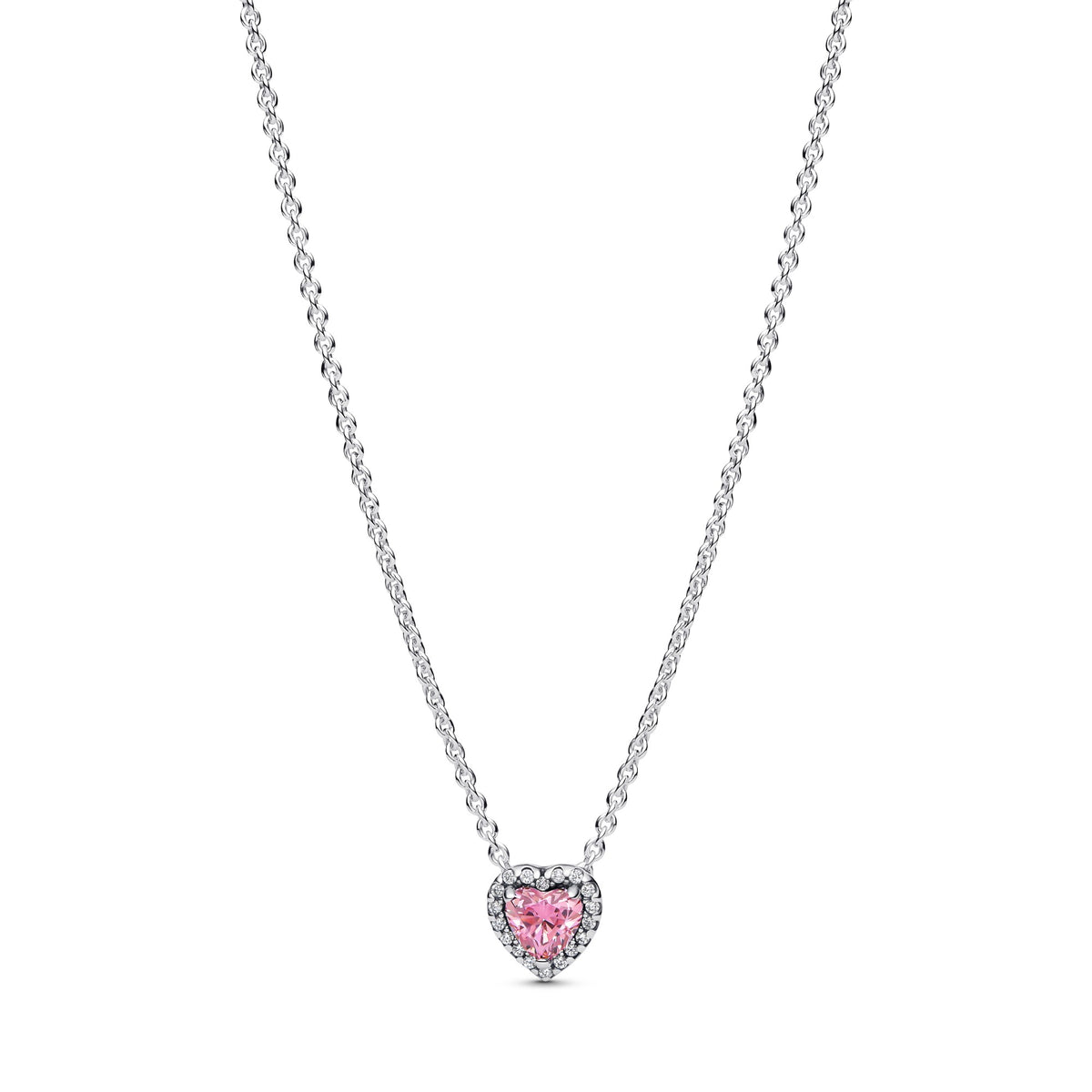Pandora Roze Verhoogd Hart Halsketting zilver
