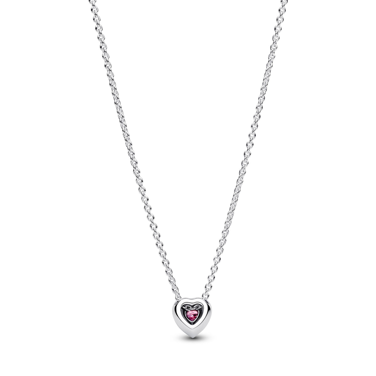 Pandora Roze Verhoogd Hart Halsketting zilver 398425C02