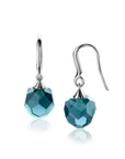 Zinzi 27mm zilveren oorhangers met beads blauw ZIO266B - PansiteNederland.nl